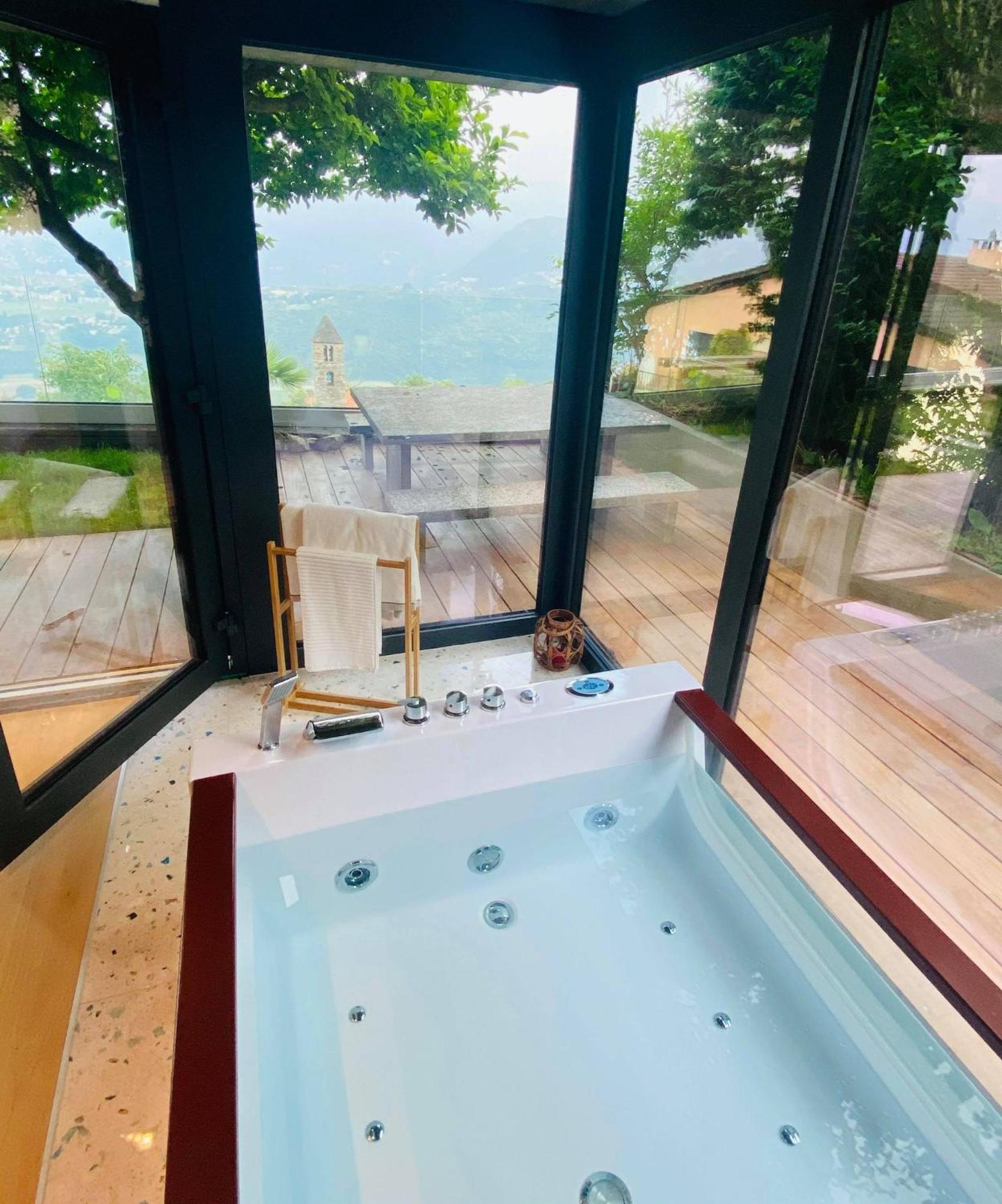 Family Suite With Garden And Amaizing View To Lugano Cademario Exteriör bild